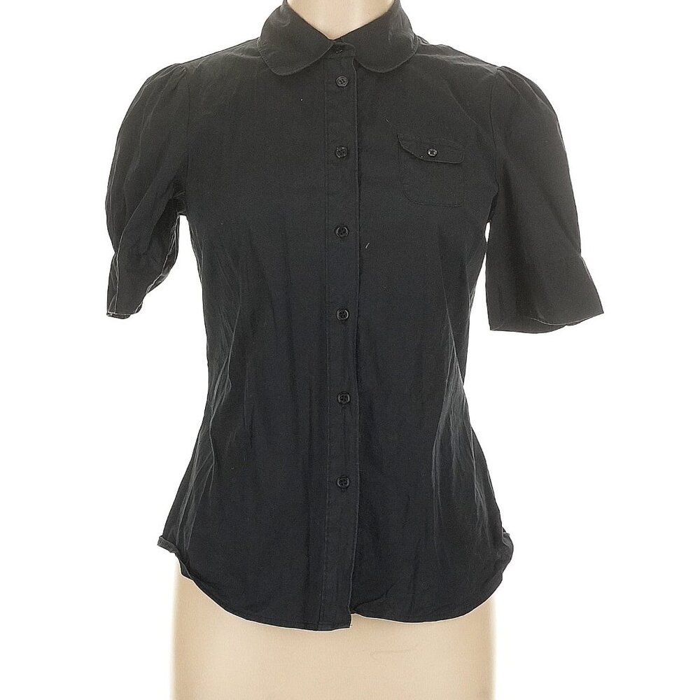 Odille Anthropologie Short Sleeve Blouse Size 10 black